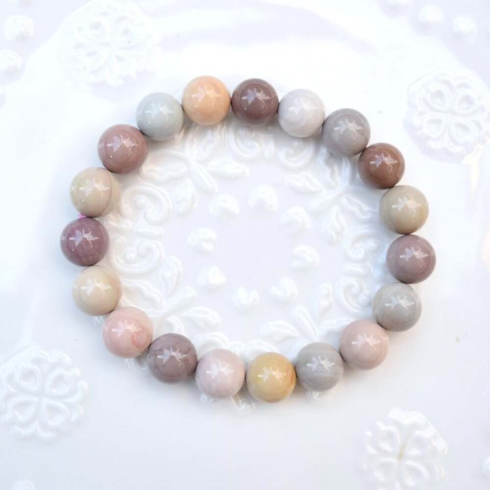 10.3 mm Colorful Alashan Agate Beaded Bracelet - Pink Orage Bracelet 阿拉善瑪瑙手串 A03